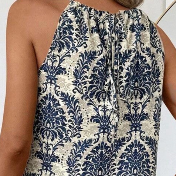 Boho Floral Print Sleeveless Cami Top Wide Leg Pants - Picture 3 of 3